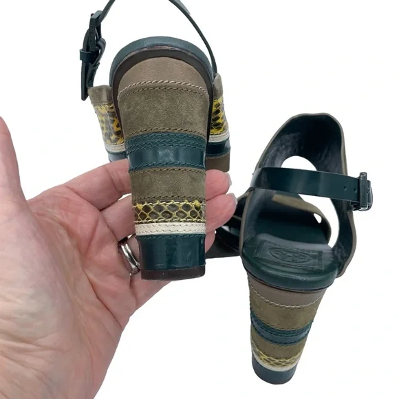 Tory Burch Edina Slingback Sandals 7 Green - Picture 8 of 16